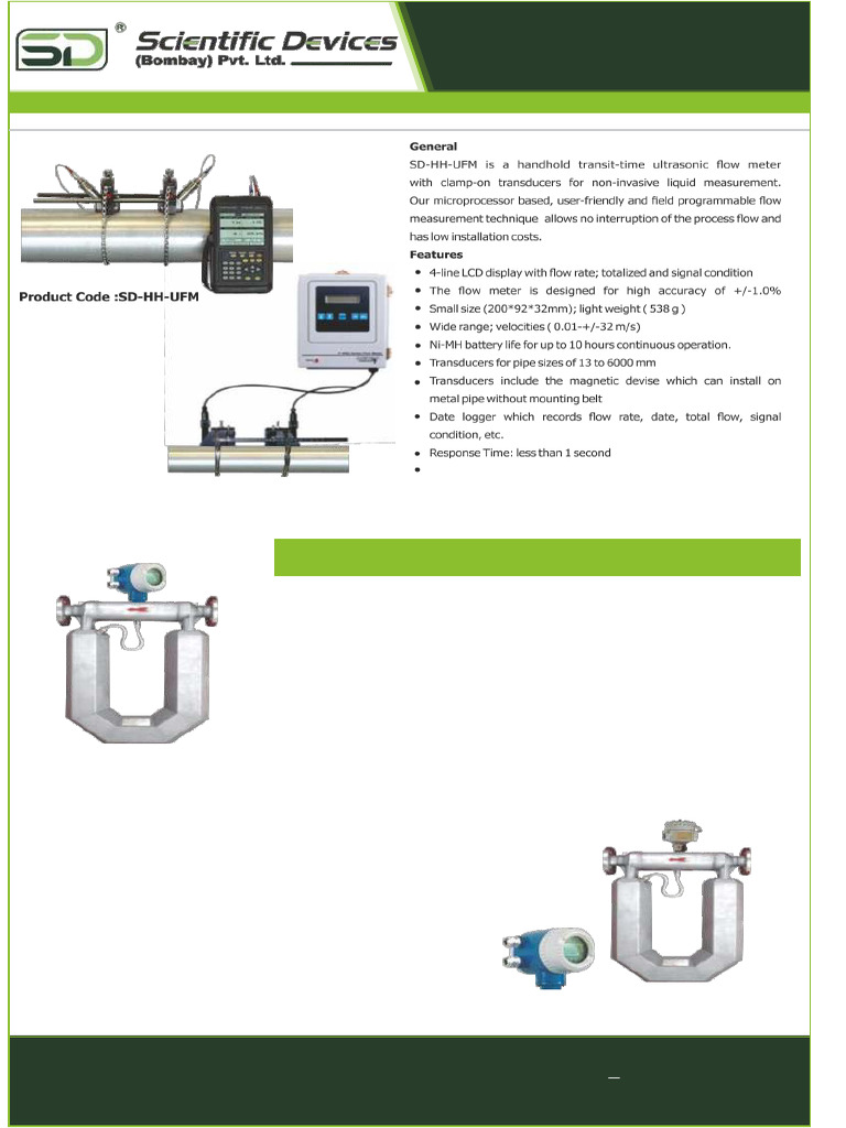 Ultrasonic Flowmeter & Coriolis Mass Flow Meter | PDF | Flow ...