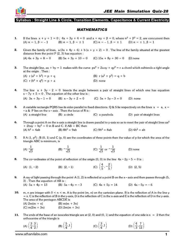 JEE Syllabus: Circles, Elements, Electricity | PDF