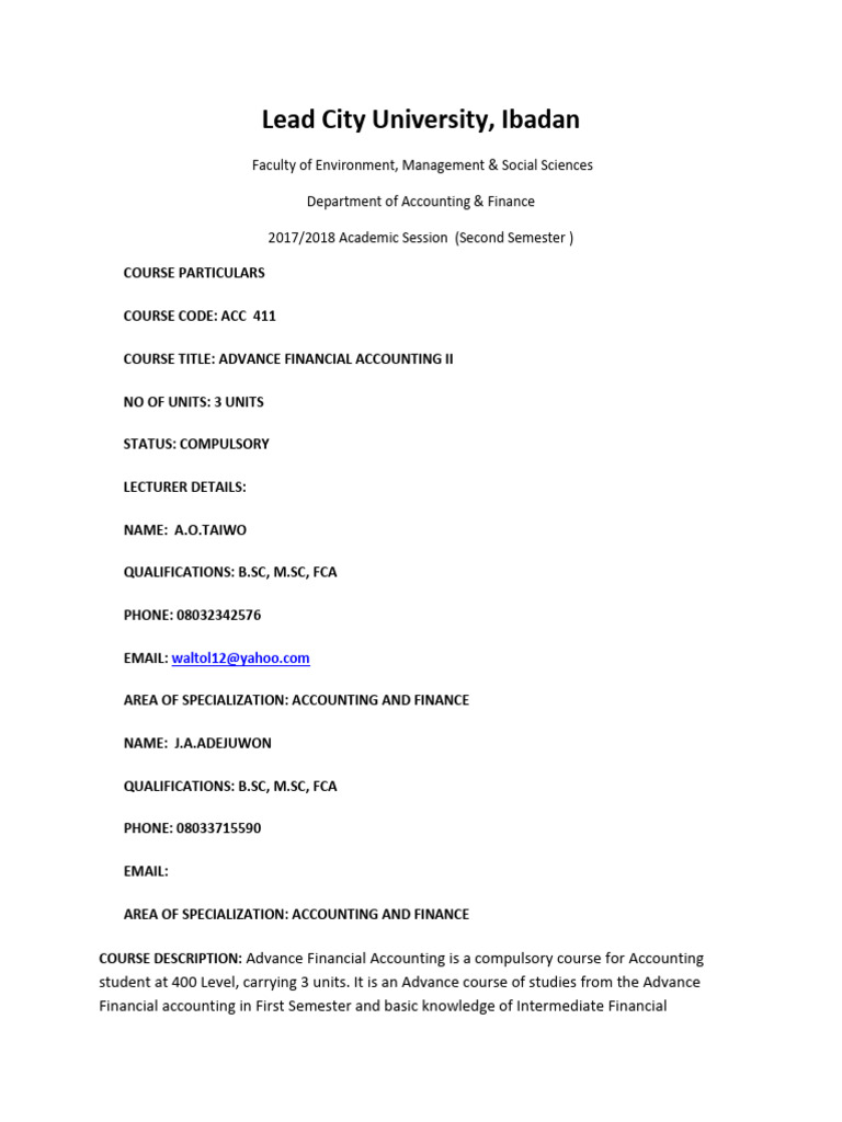 ACC 411: Advanced Financial Accounting II | PDF | Dividend ...