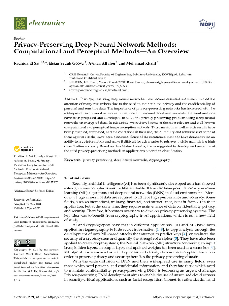 Privacy-Preserving DNN Methods Overview | PDF | Deep Learning | Encryption