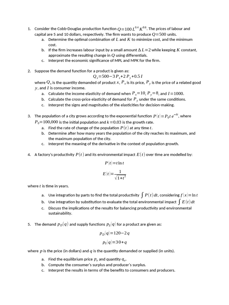 Economic Analysis of Production and Demand | PDF | Elasticity ...