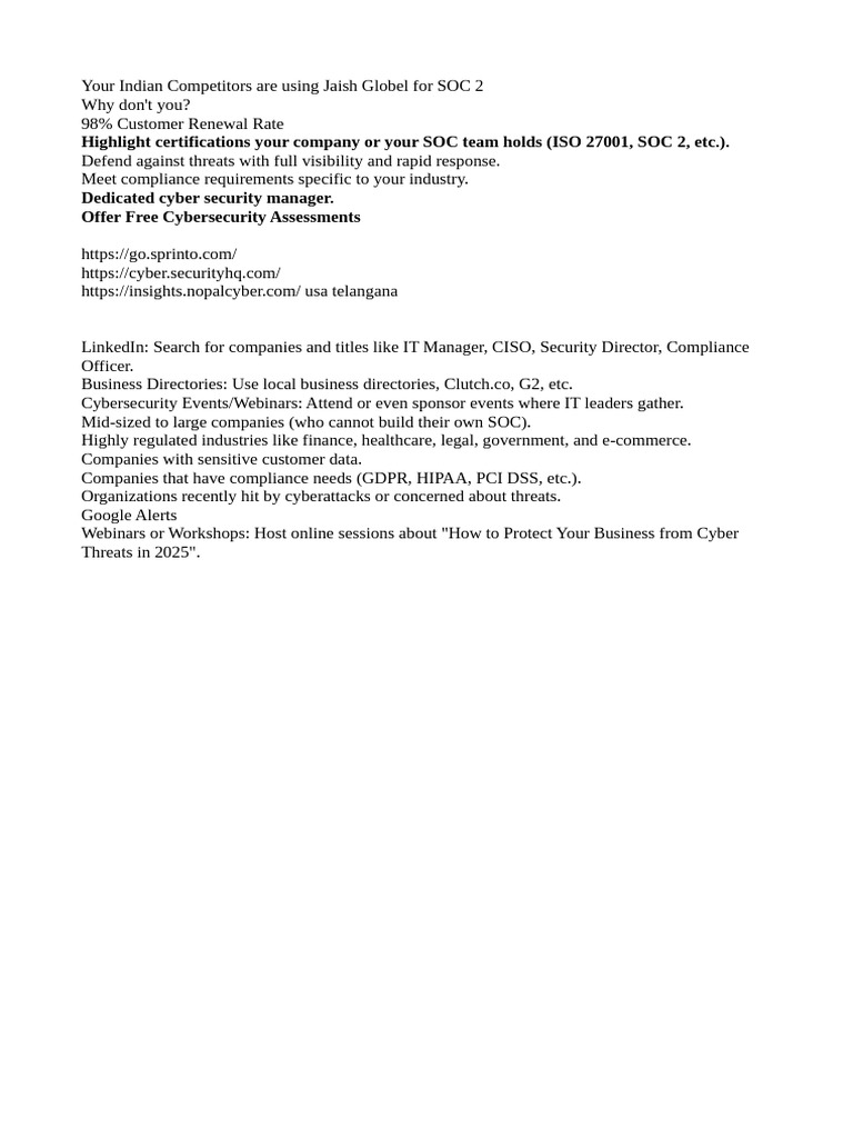 Main Focus & Points | PDF