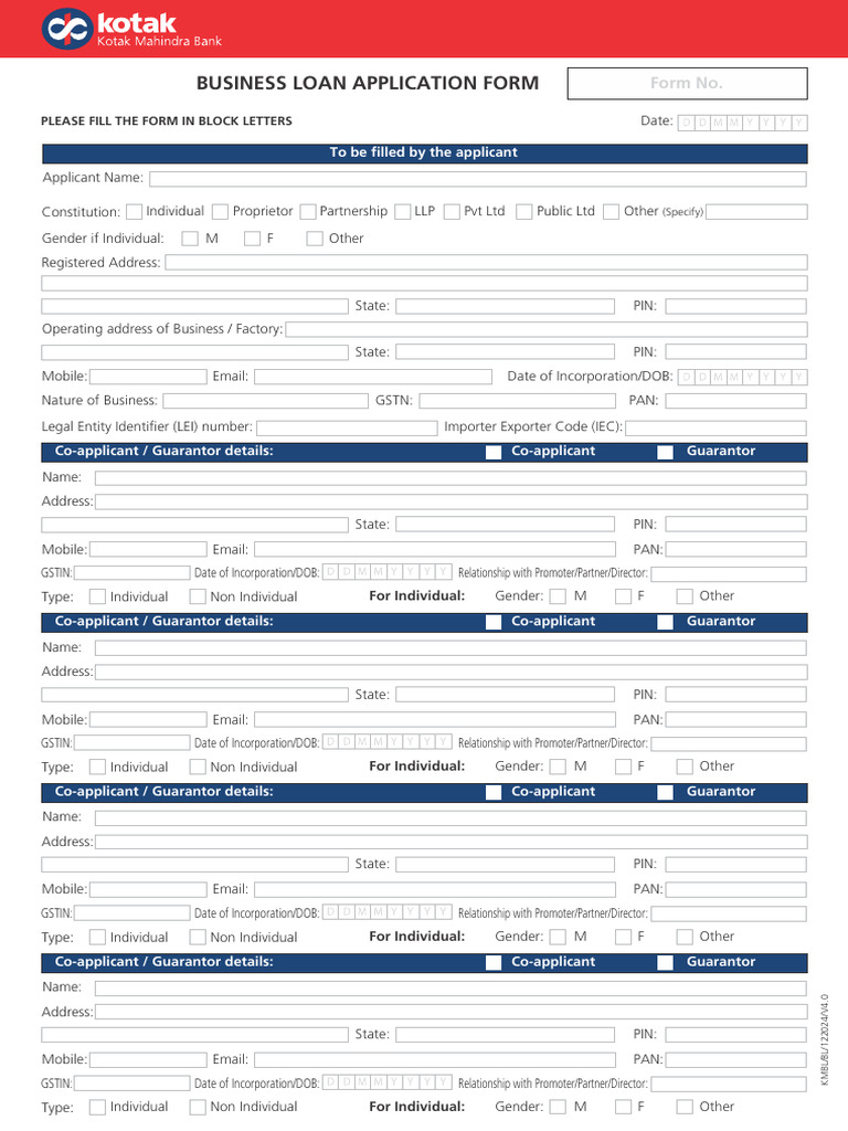 Business Loan Application Form | PDF | Banks | Identity Document