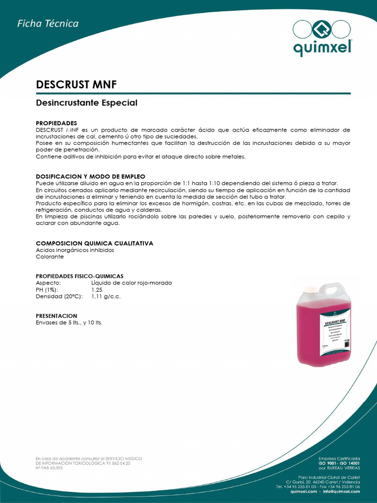 Descrust MNF: Desincrustante Especial | PDF