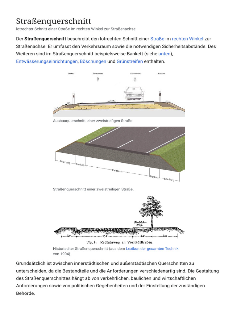 Straßenquerschnitt - Wikipedia | PDF