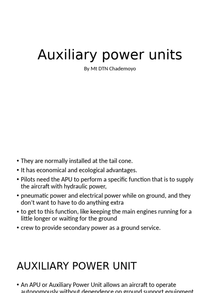 Auxiliary Power units | PDF | Switch | Power Supply