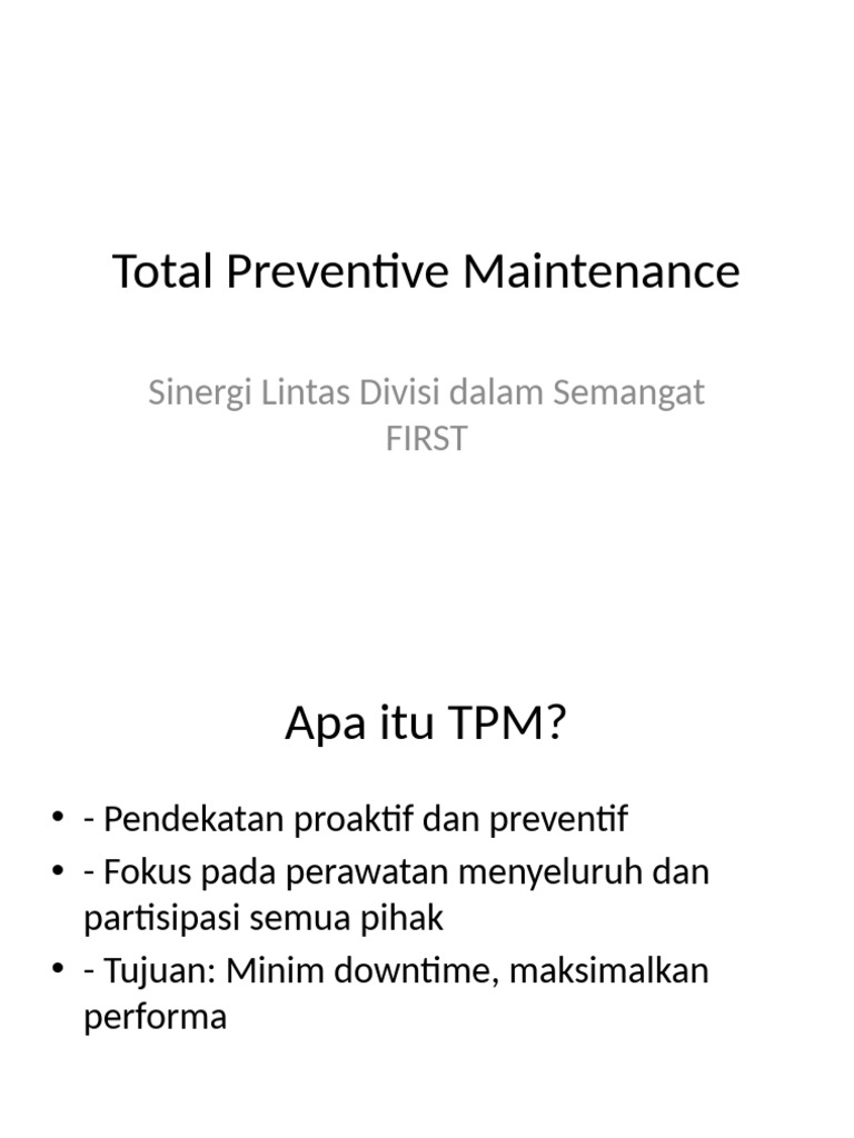 Total Preventive Maintenance FIRST | PDF