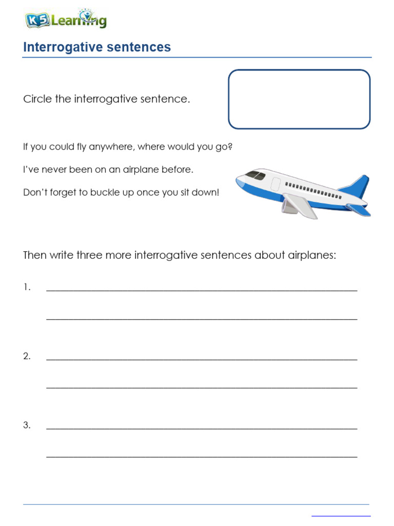 Interrogative Sentences Worksheet for Grade 3 | PDF