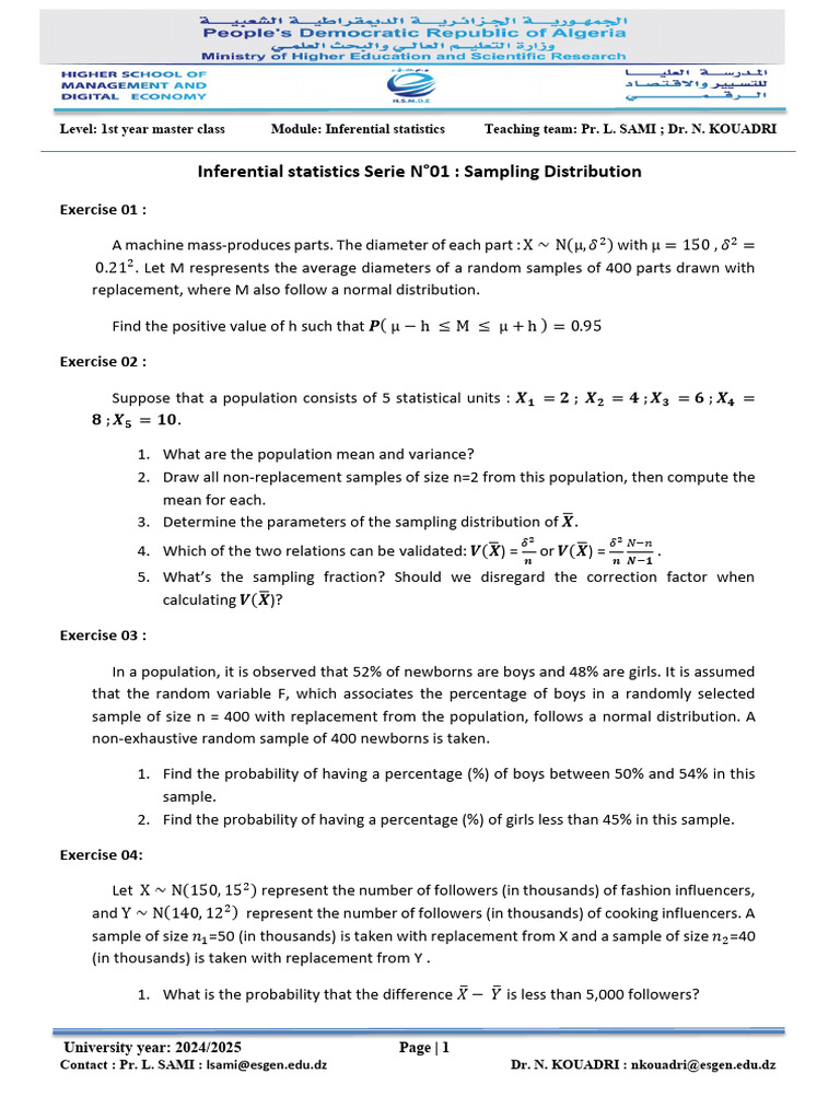 Sampling Distribution Exercises | PDF | Probability Distribution ...