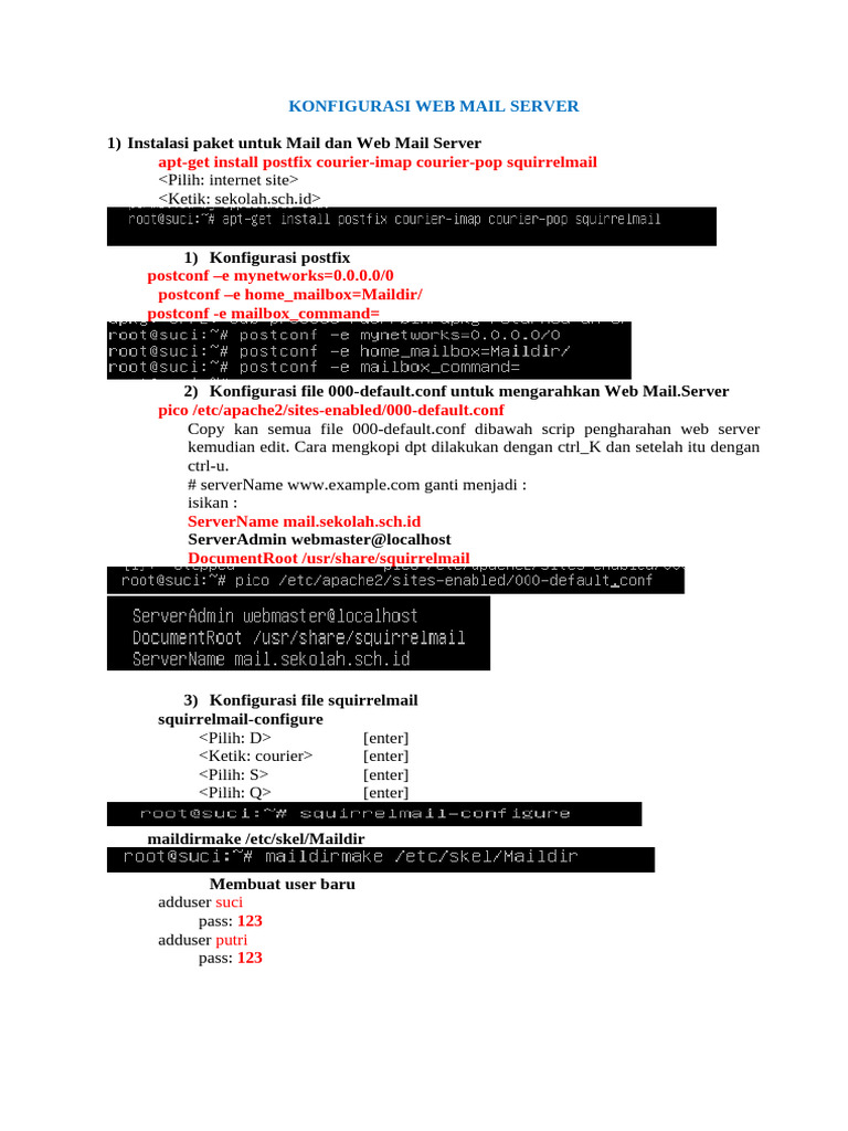 Panduan Konfigurasi Web Mail Server | PDF