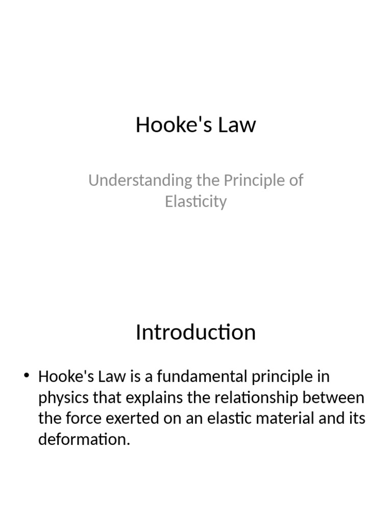 Hooke's Law: Elasticity Explained | PDF