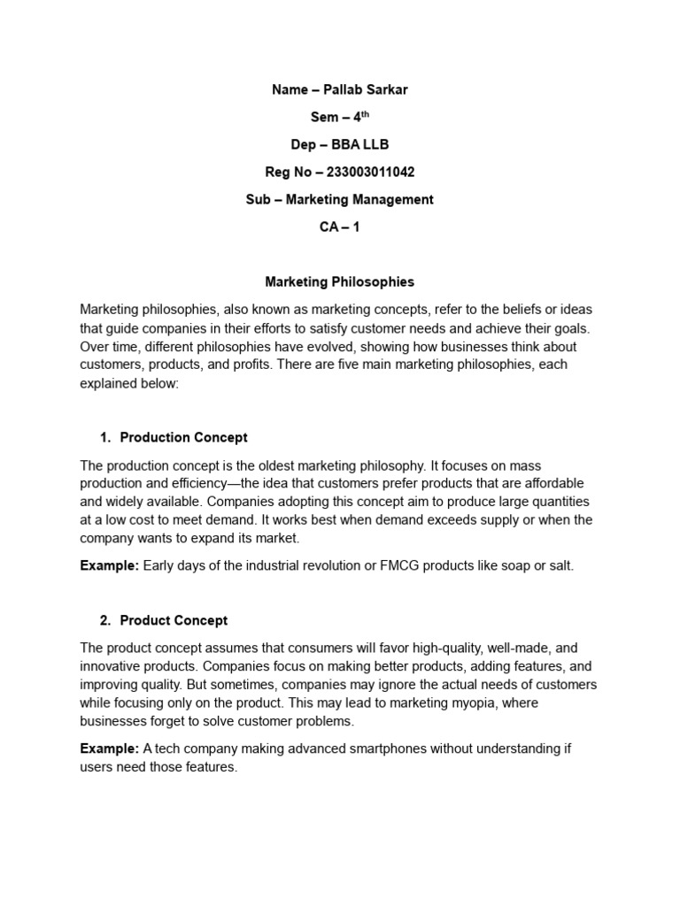 Understanding Marketing Philosophies | PDF | Marketing | Customer