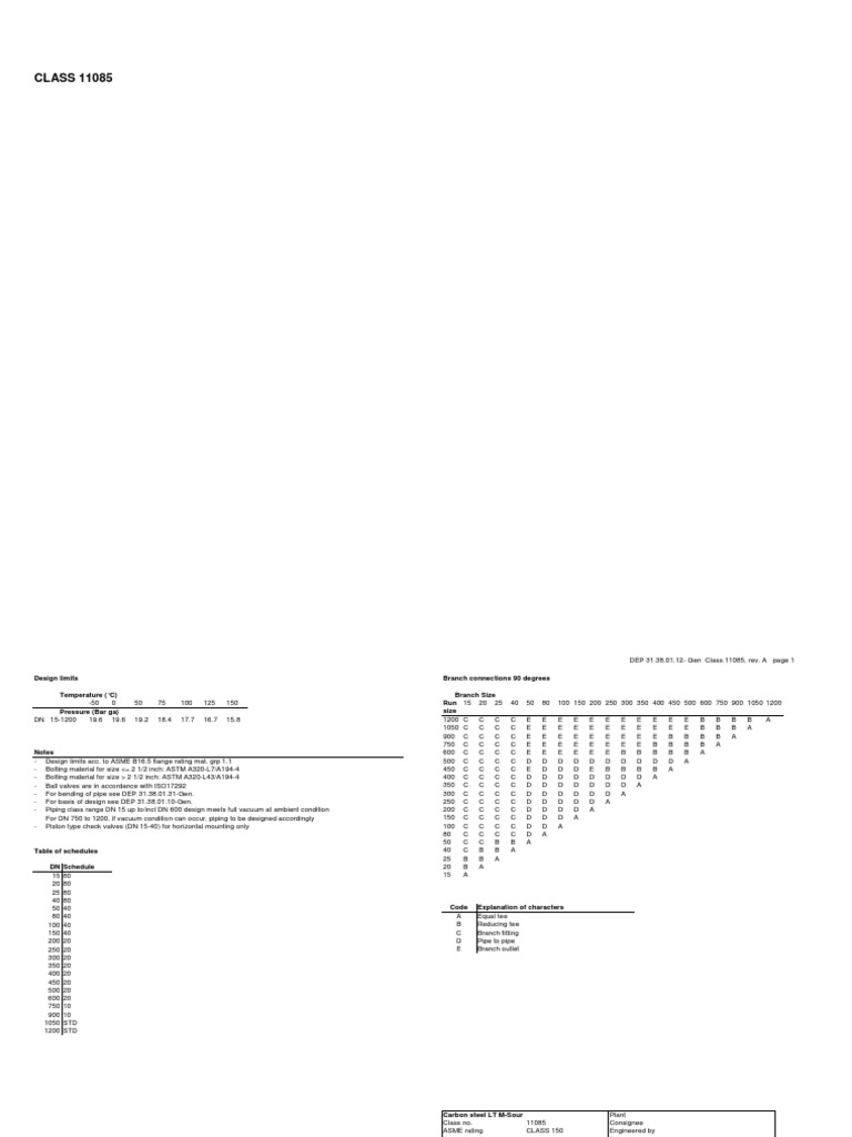 Class 11085 Piping Design Limits | PDF