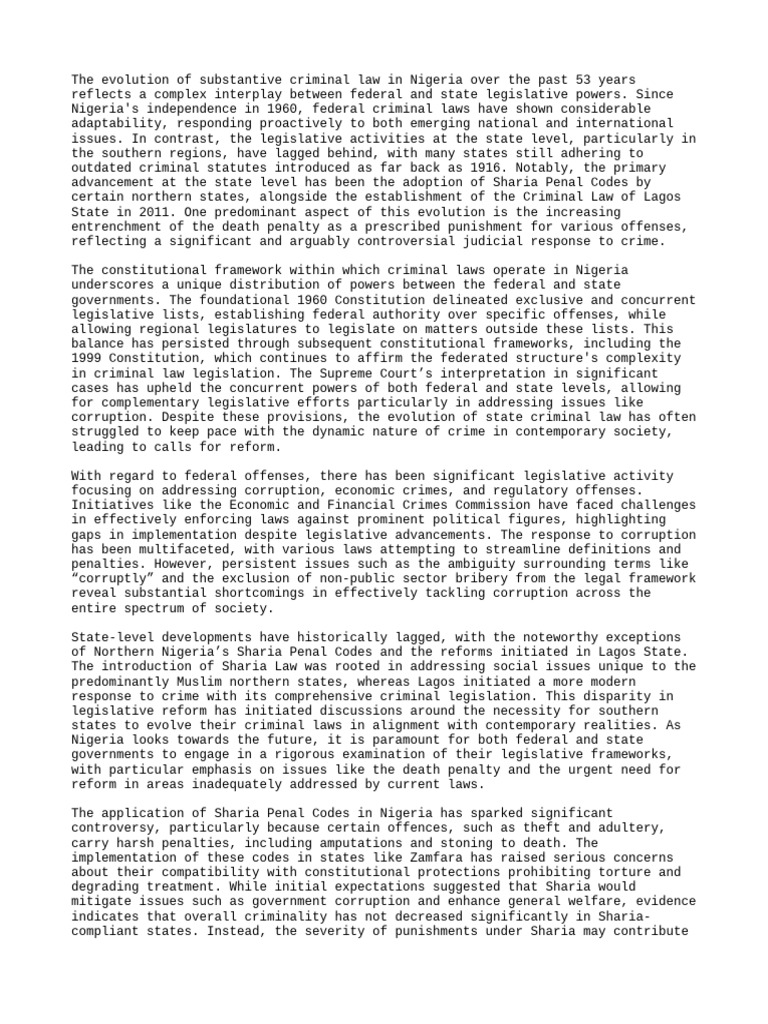 Evolution of Criminal Law in Nigeria | PDF | Crime & Violence | Crimes
