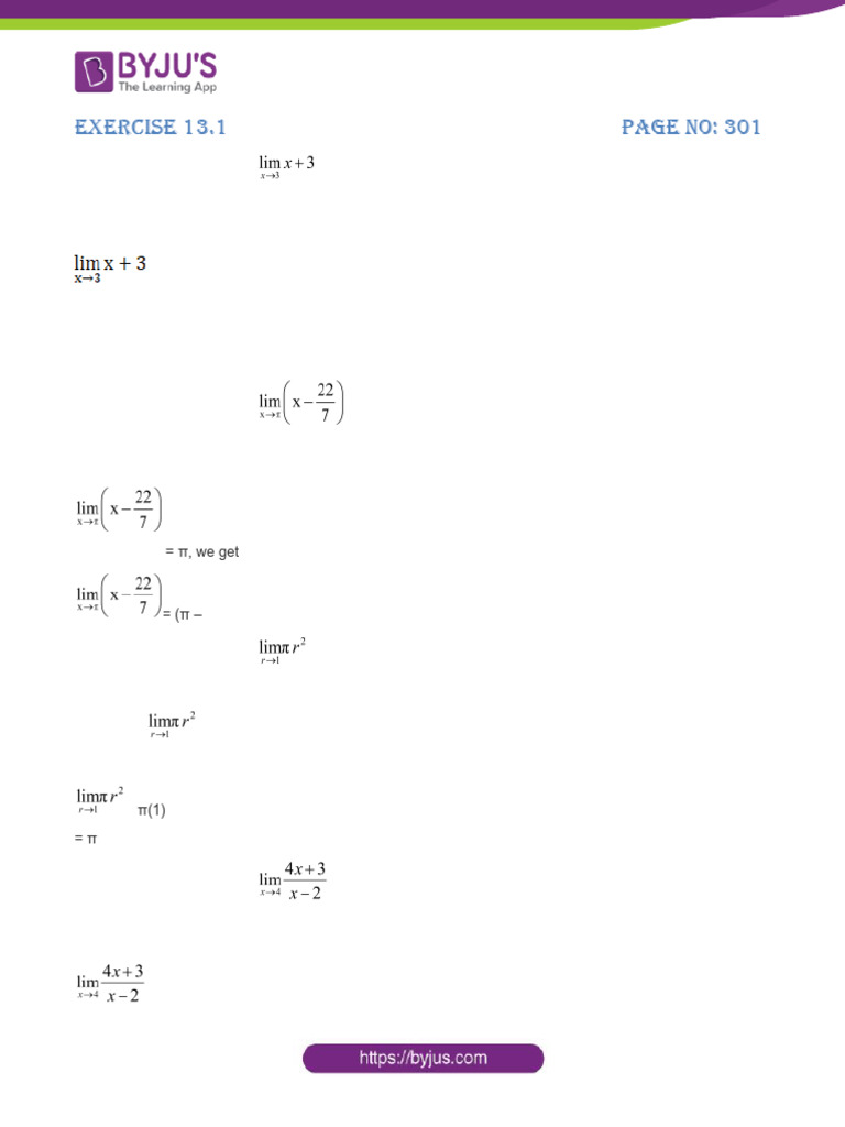 Limit Evaluation Exercises and Solutions | PDF