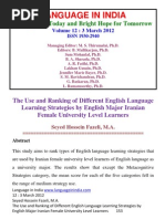 The Use and Ranking of Different English Language Learning Strategies by English Major Iranian Female University Level Learners
