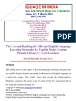 The Use and Ranking of Different English Language Learning Strategies by English Major Iranian Female University Level Learners