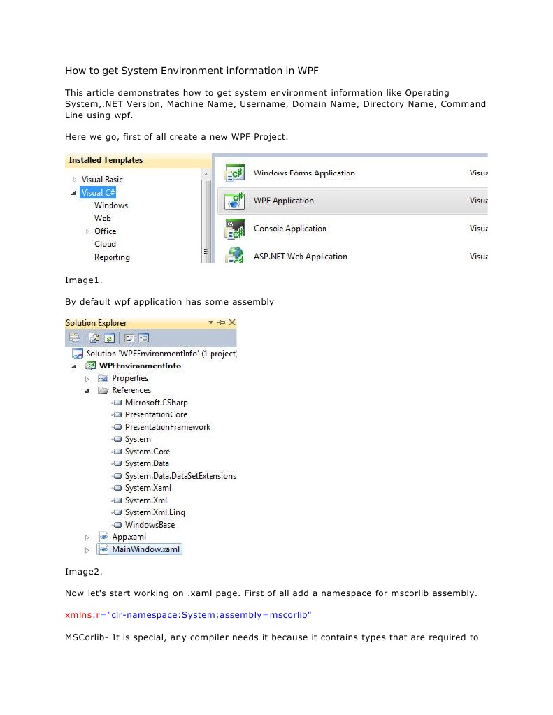 How To Get System Environment Information in WPF | PDF | Computers ...