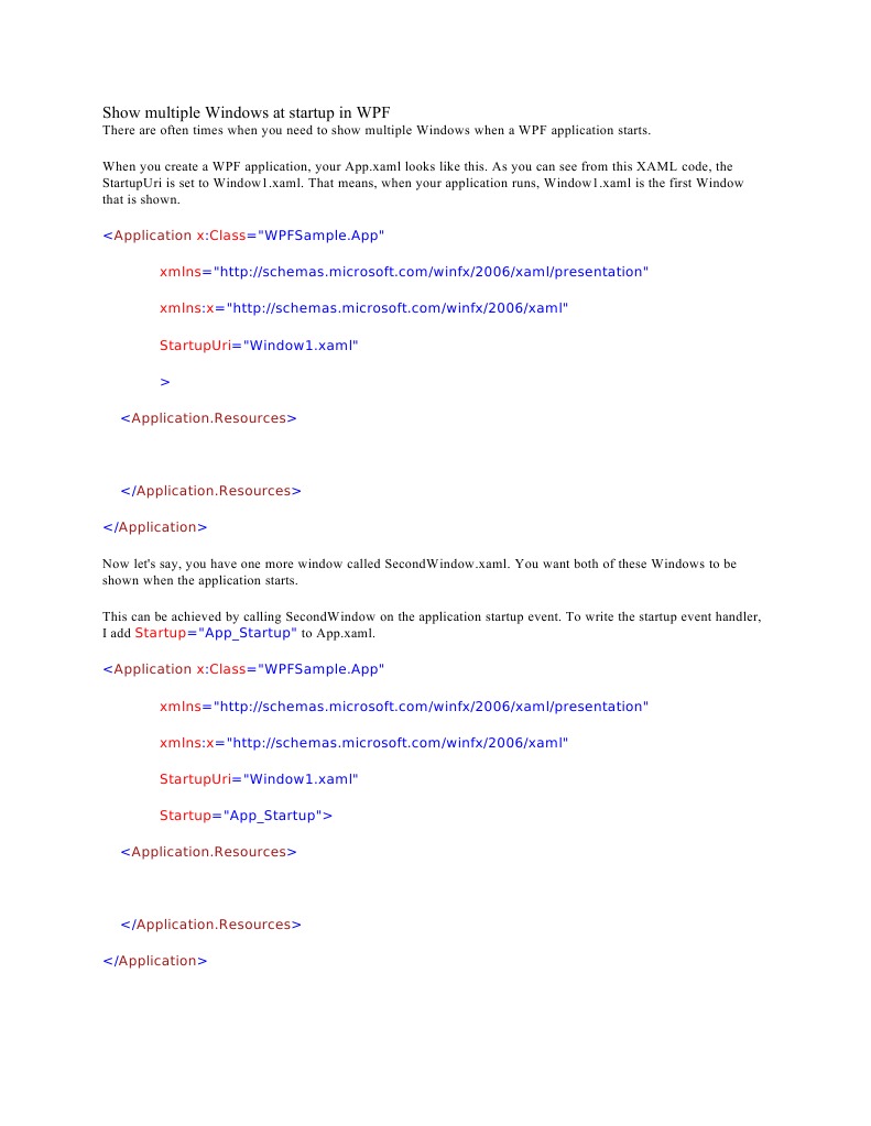 WPF Startup: Show Multiple Windows | PDF
