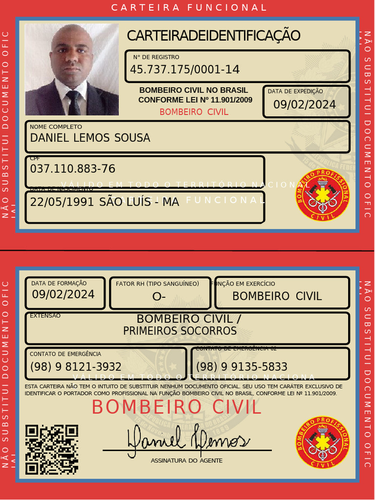 Carteira Funcional de Bombeiro Civil | PDF
