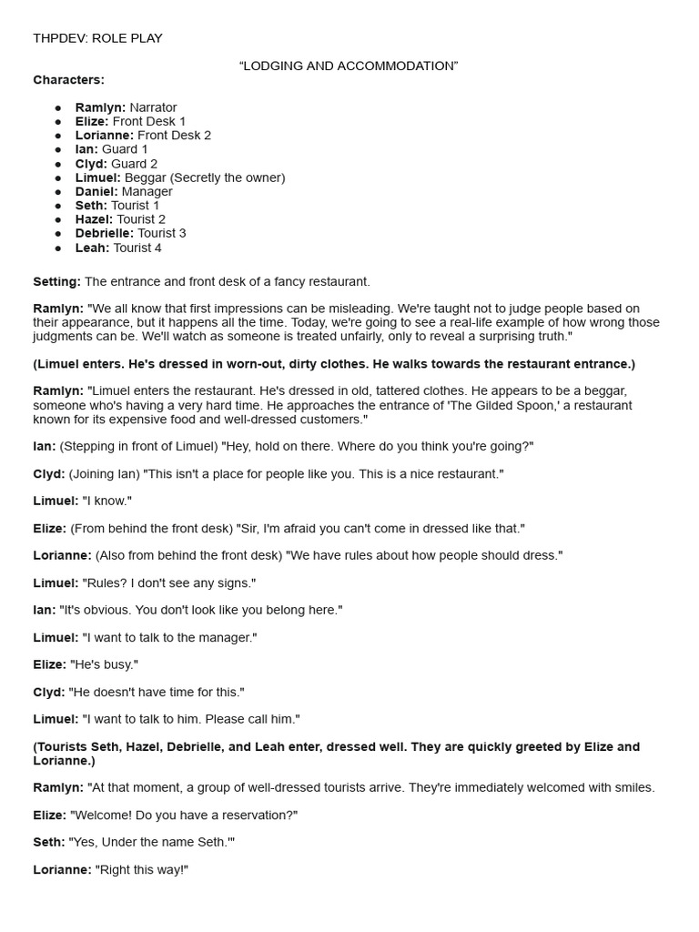 Pdev Role Play Script | PDF