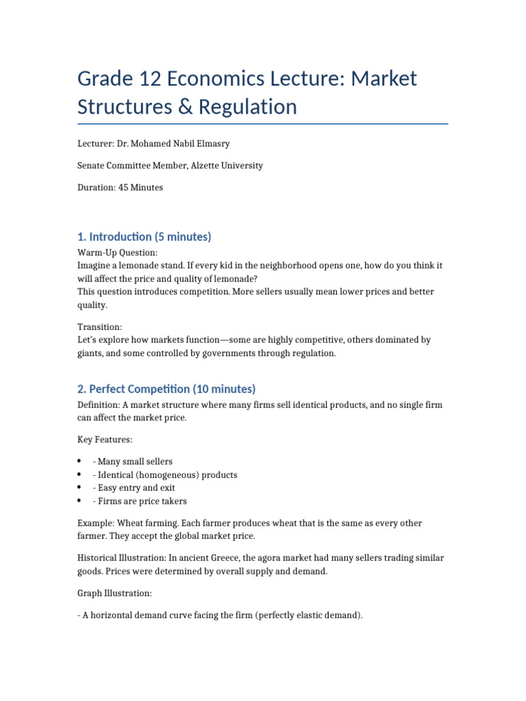 Understanding Market Structures & Regulation | PDF | Monopoly | Profit ...