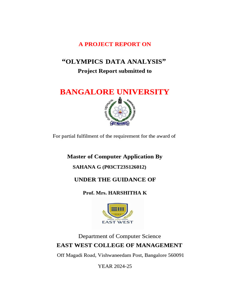 Olympics Data Analysis Project Report | PDF | Software Testing ...