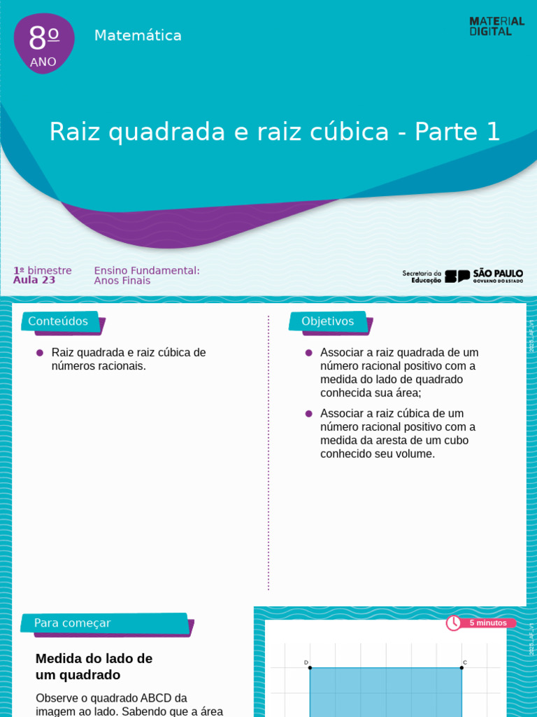 Raiz Quadrada e Cúbica: Conceitos e Cálculos | PDF | Exponenciação ...