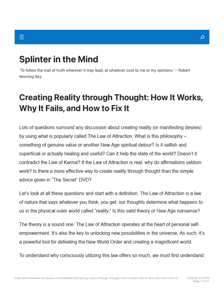 Creating Reality Through Thought | PDF | Thought | Mind