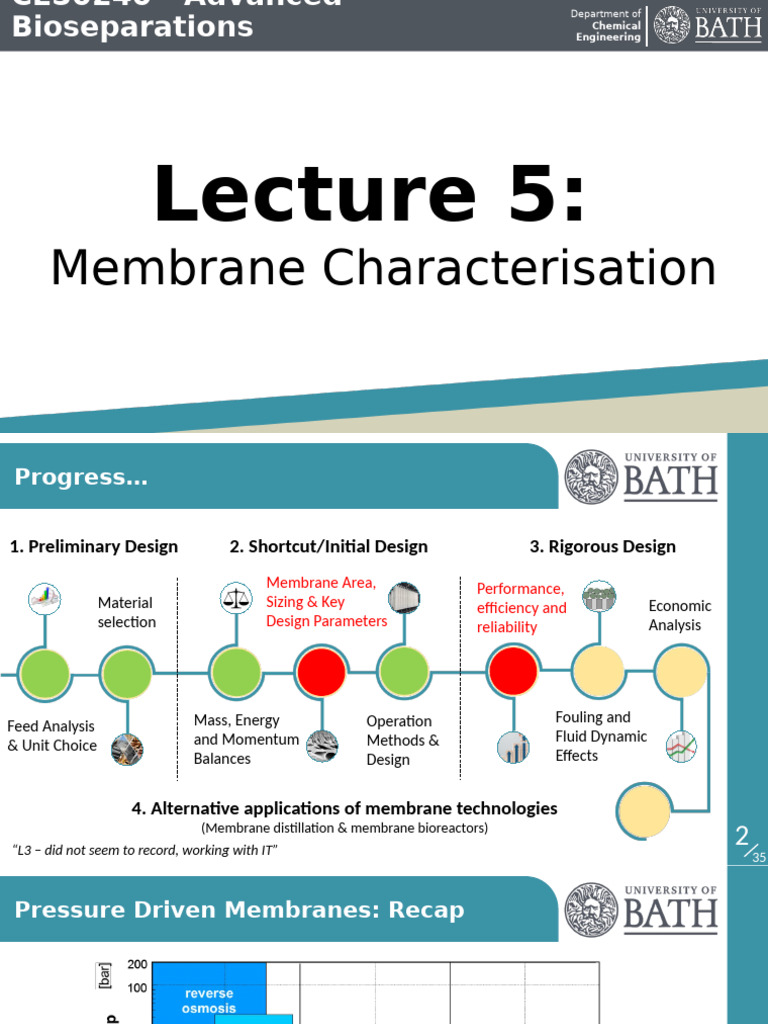 Lecture 5 - Membrane Characterisation | PDF | Membrane | Process ...