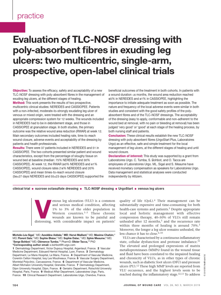 Nereides - Cassiopée - Evaluation of TLC-NOSF Dressing With Poly ...