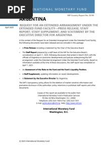 Documento del FMI sobre el acuerdo con Argentina