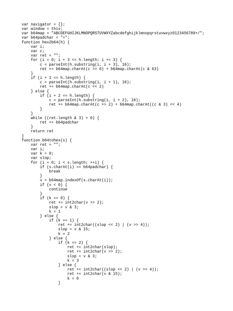 Base64 and BigInteger JavaScript Functions | PDF | Secure Communication ...