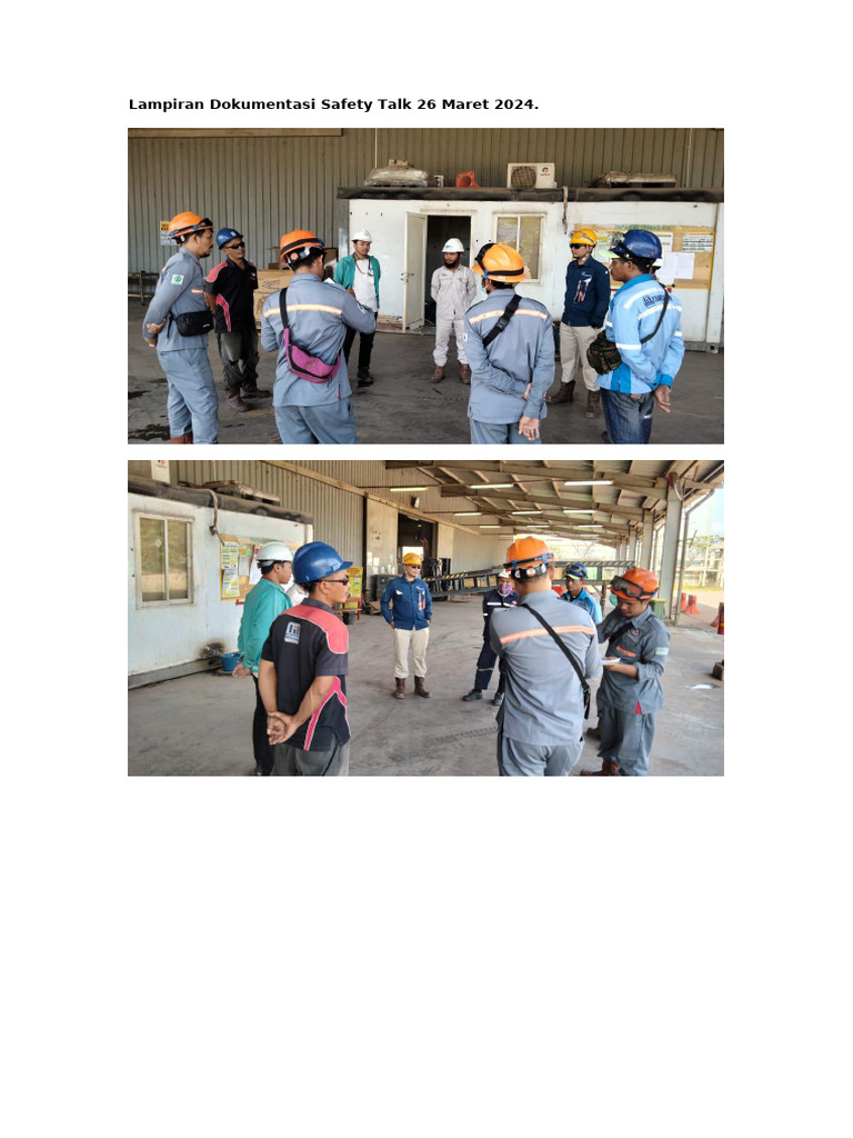 Lampiran Dokumentasi Safety Talk 26 Maret 2024 Pdf