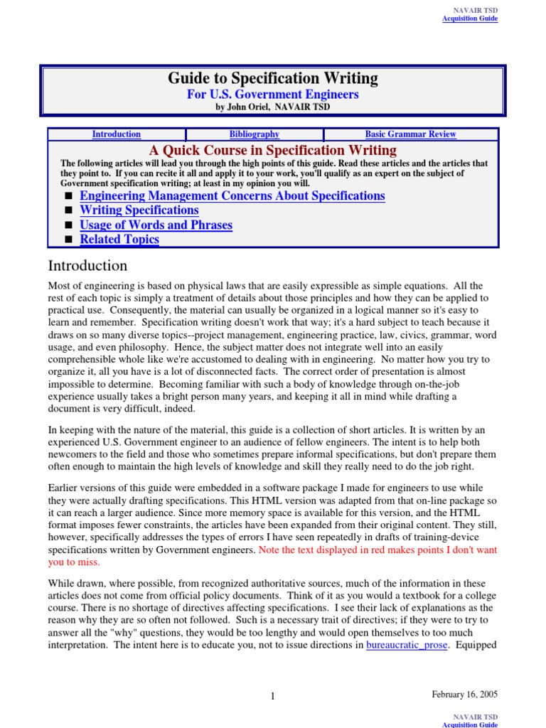 Software technical specification example image