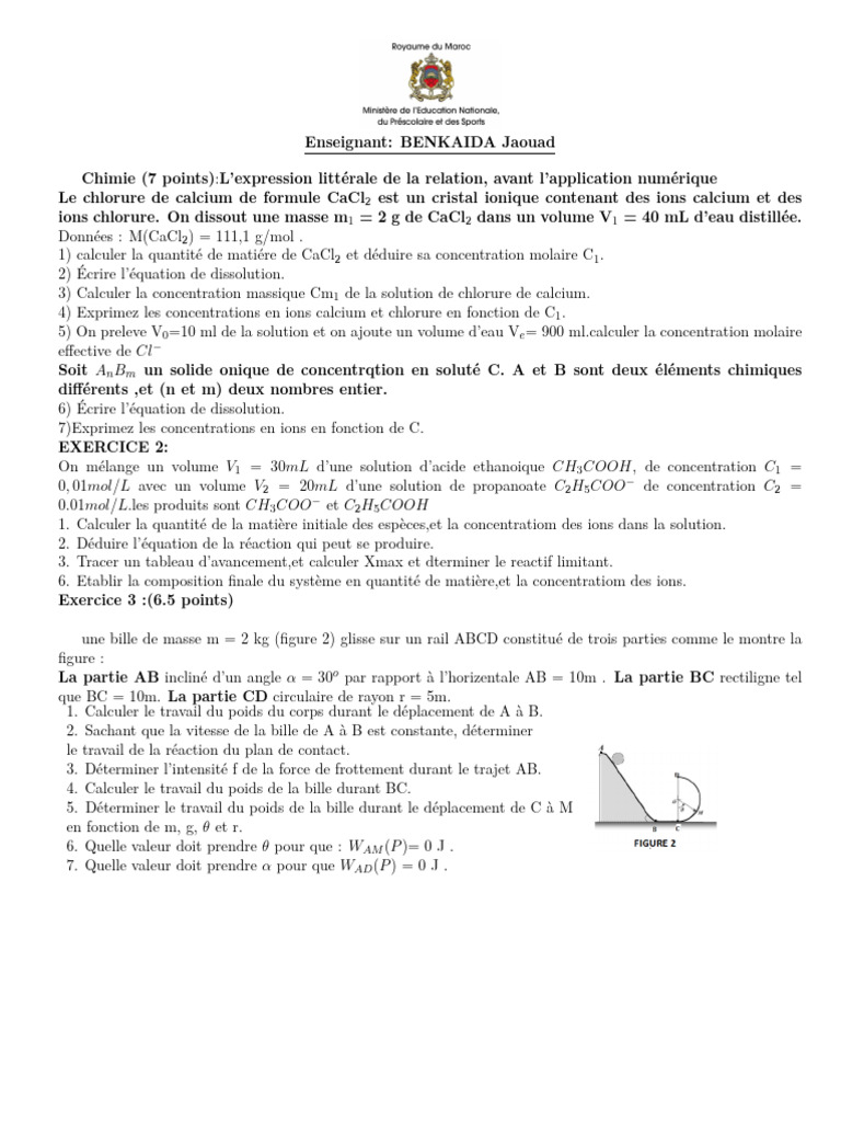 Masse molaire du CaCl2 et calculs associés PDF Ion Concentration — free download
