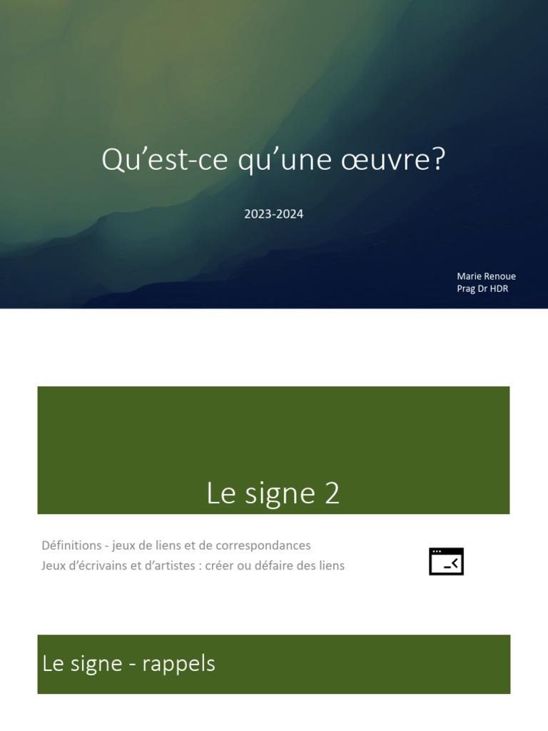 Comprendre le Signe et la Création Artistique | PDF