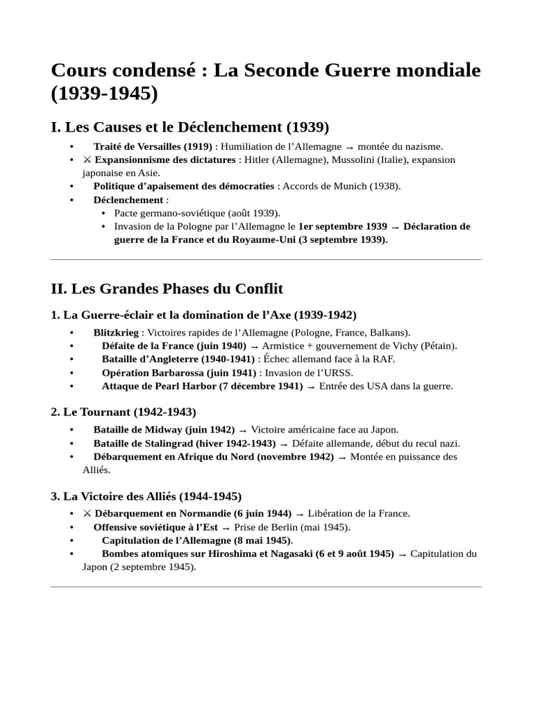 Cours sur la Seconde Guerre mondiale | PDF | Seconde Guerre mondiale ...