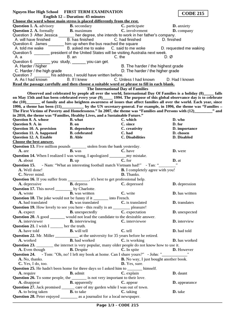 Dec - Test | PDF | Question
