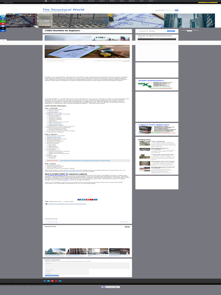 ETABS Learning Checklist for Beginners | PDF