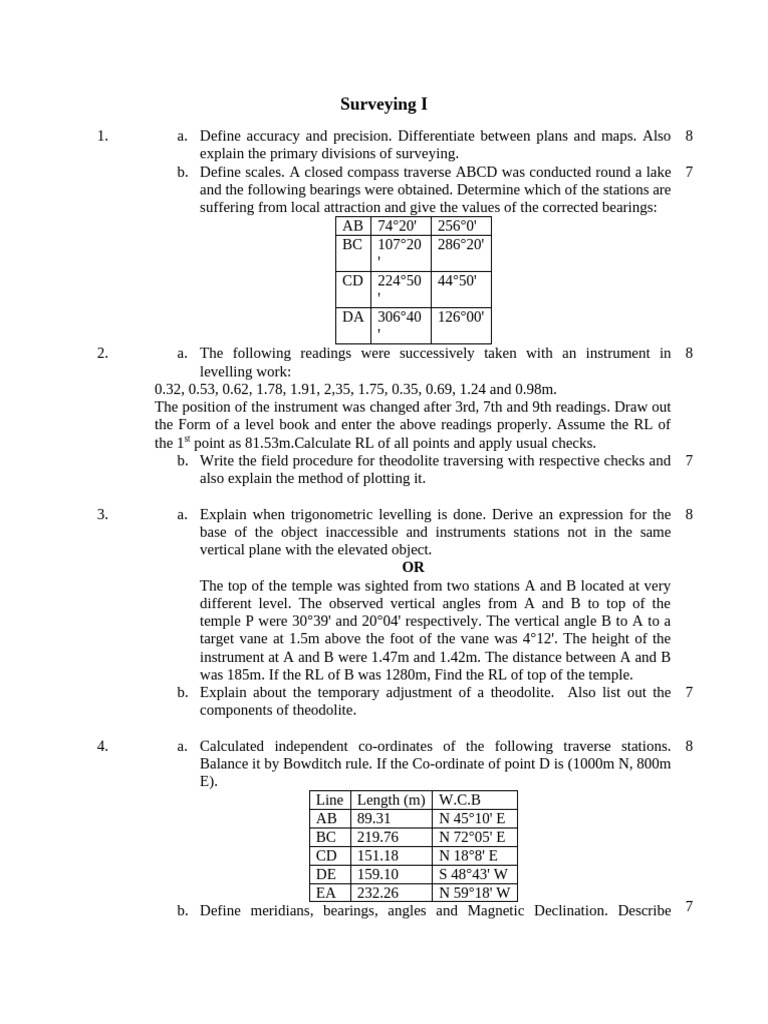 Surveying Fundamentals and Techniques | PDF | Surveying | Geometric ...