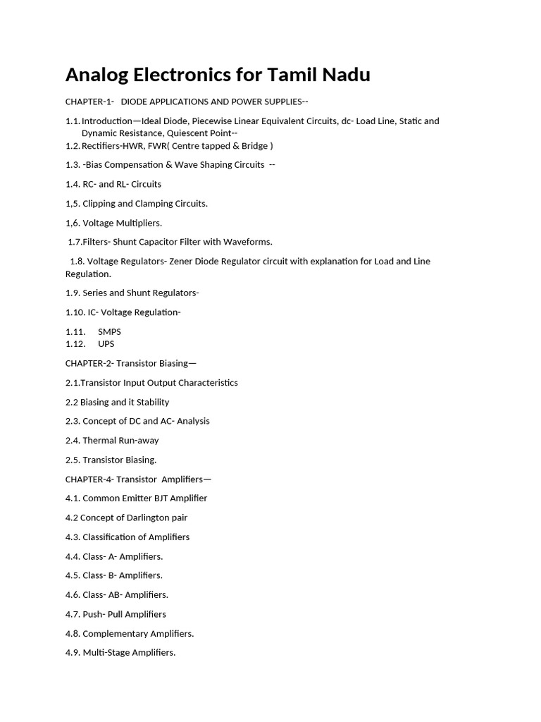 Analog Electronics Notes in Tamil | PDF | Amplifier | Electronic Oscillator