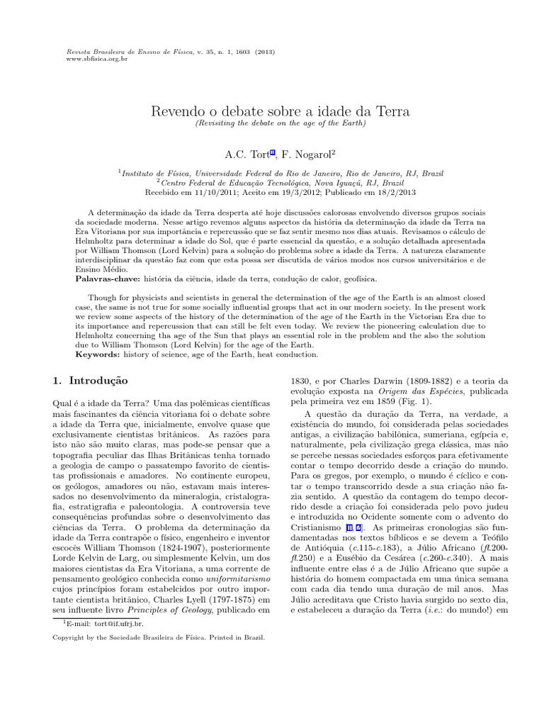 Tort e Nogarol - Idade Da Terra (V35n1a26) | PDF | Terra | Calor