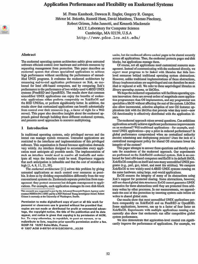 Library Operating Systems | PDF | Cache (Computing) | Kernel (Operating ...