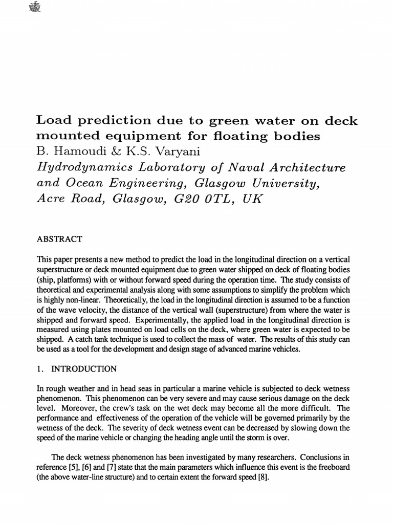 Green Water Load Prediction | PDF | Force | Deck (Ship)