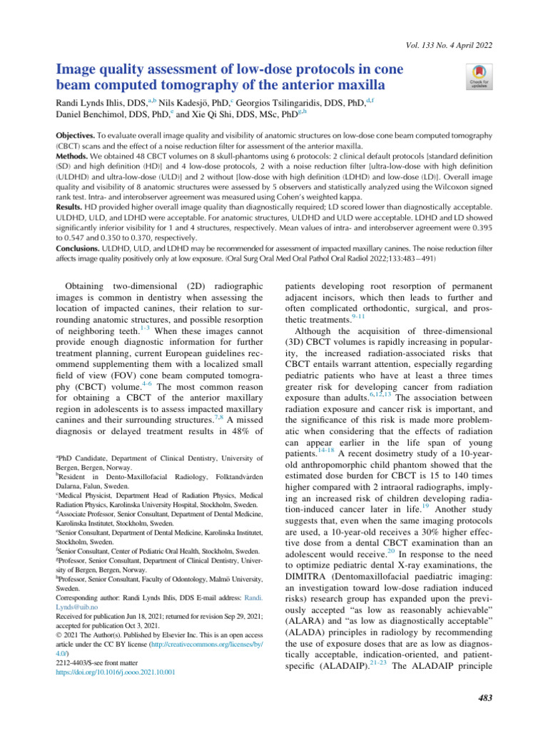 Image Quality Assessment of Low Dose Protocols in | PDF | Ct Scan ...