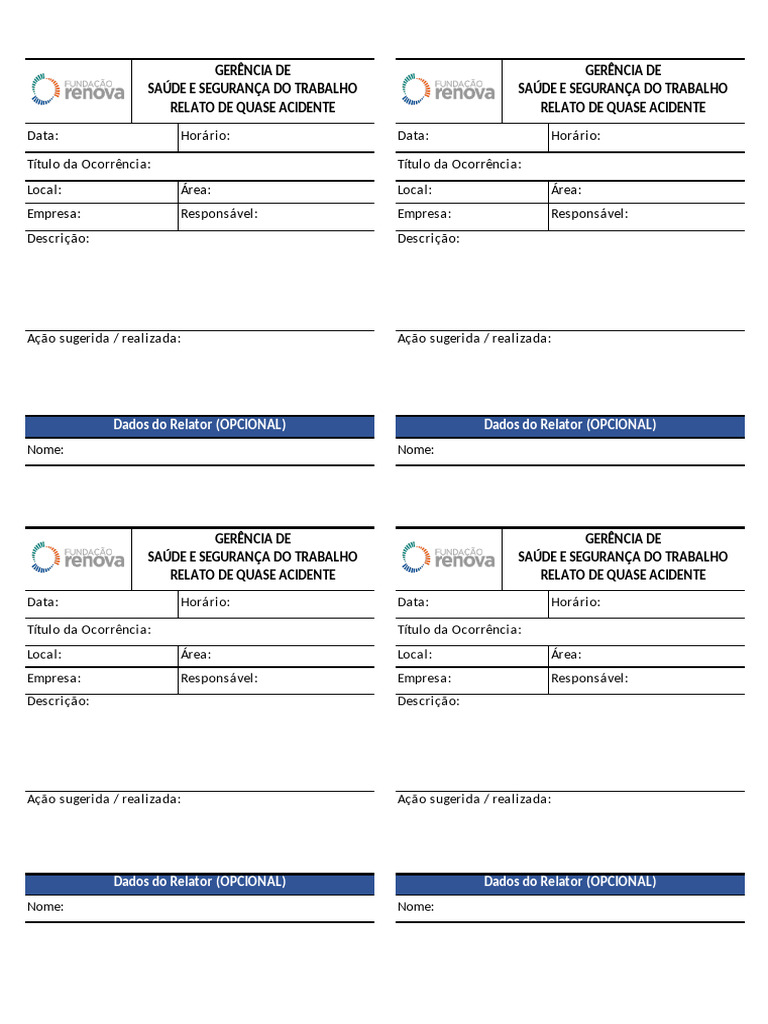 Relato de Quase Acidente em SST | PDF