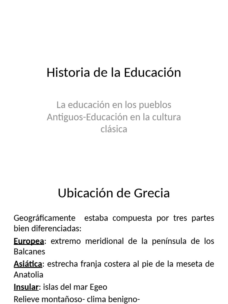 Historia de La Educación Educción en Pueblos Antiguos - GRECIA | PDF ...