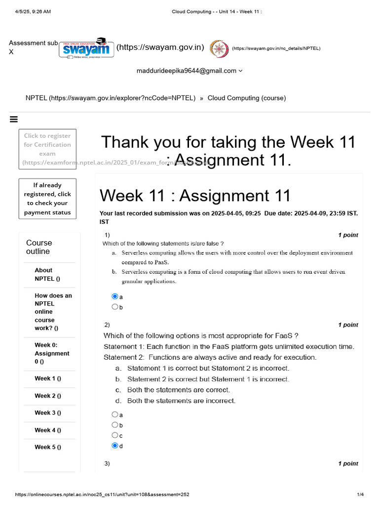 Cloud Computing - Unit 14 - Week 11 | PDF