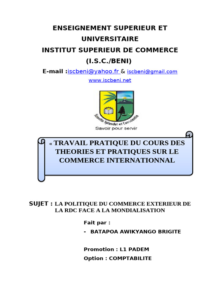 Politique du Commerce Extérieur RDC 2023 | PDF